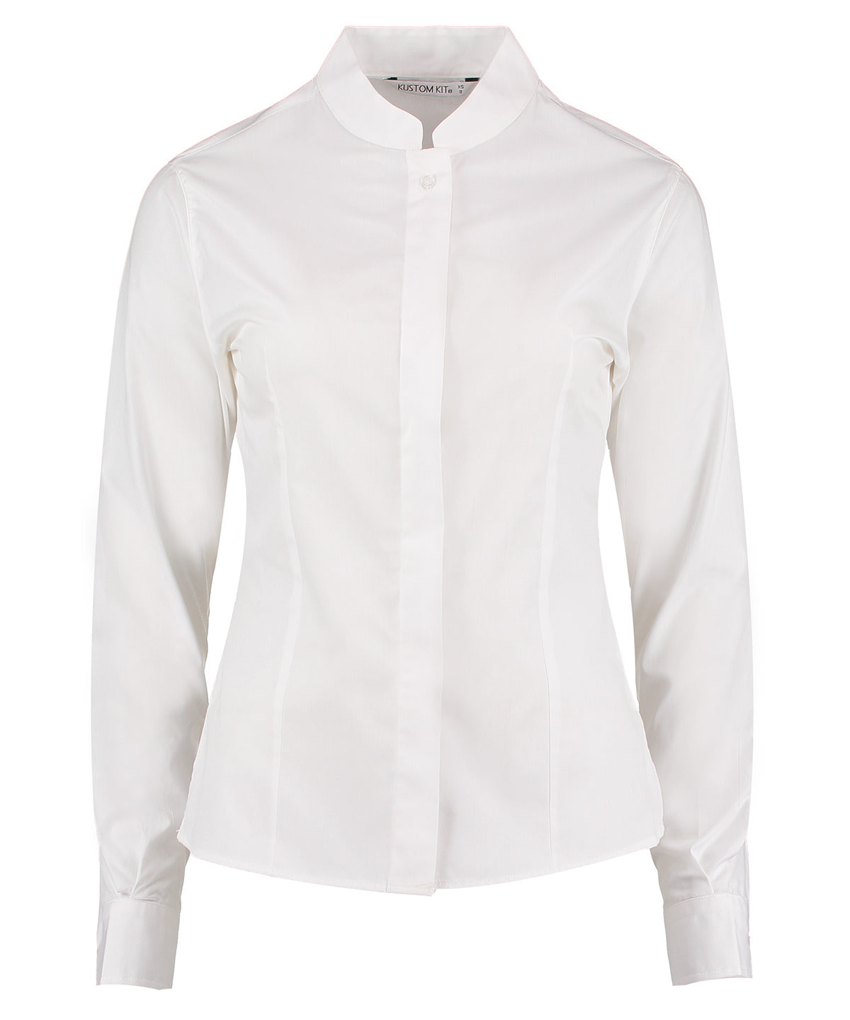 Shirts - Elegant damskjorta med mandarinkrage och lång ärm White