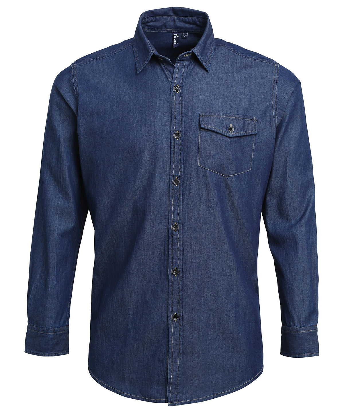 Shirts - Jeansskjorta i Denim med Kontrastsömmar Indigo Denim