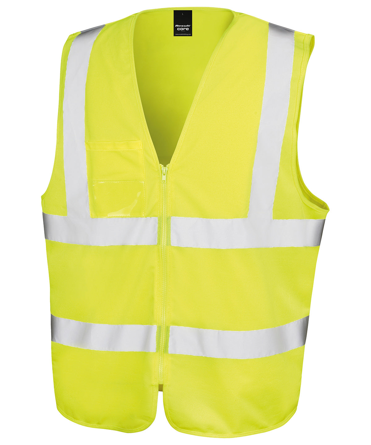 Safety Vests - Säkerhetslinne med dragkedja och ID-ficka Yellow