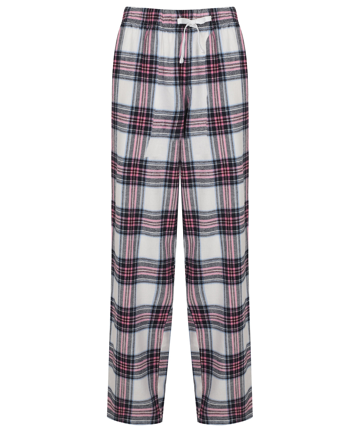 Loungewear Bottoms - Tartan Loungebyxor för Damer White Pink Check