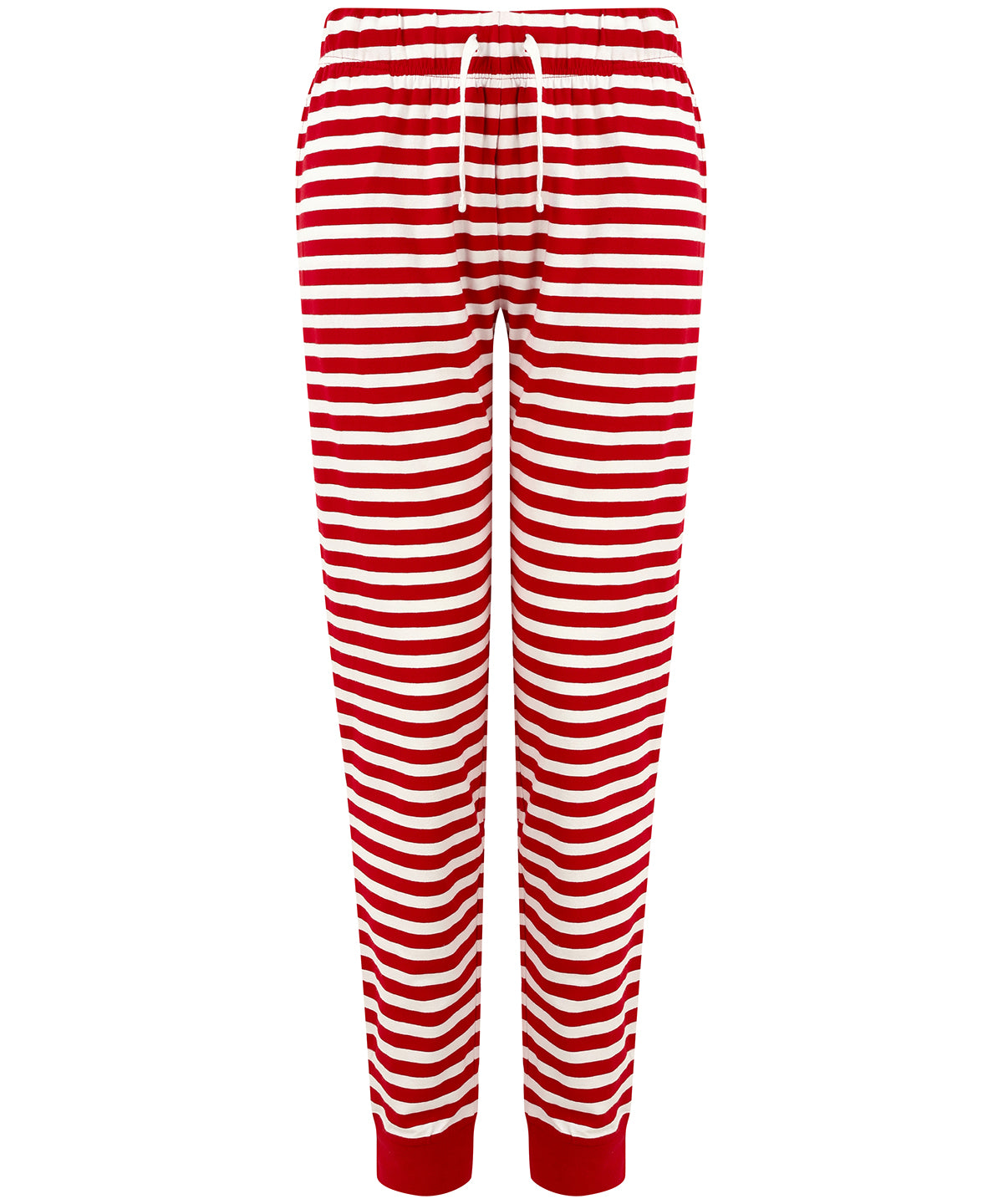 Loungewear Bottoms - Bekväma Loungebyxor med Snöflingor för Damer Red White Stripes