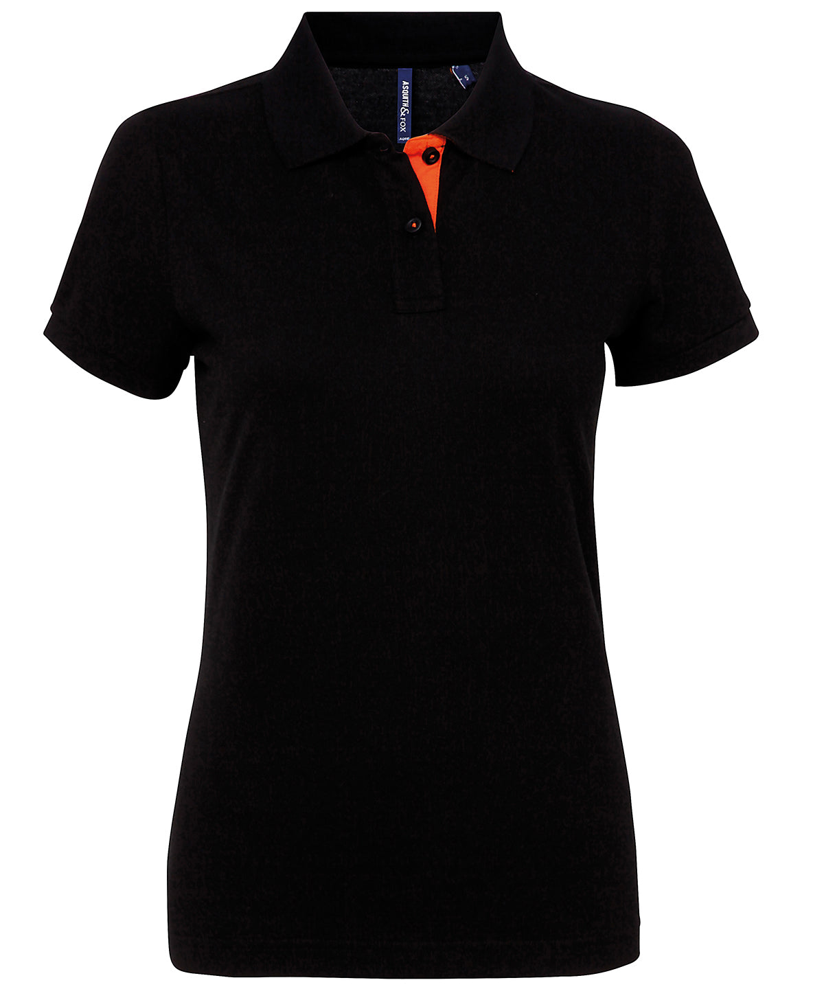 Polos - Elegant Damkontrastpolo för en Koordinerad Look Black Orange