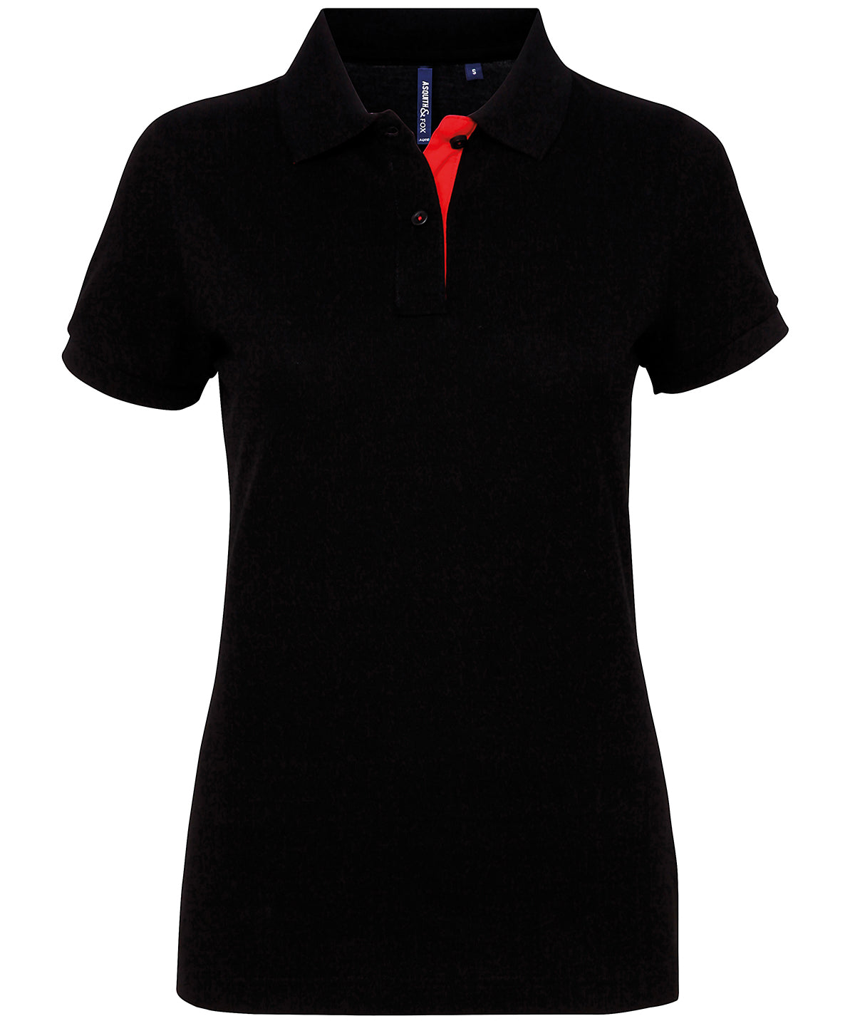 Polos - Elegant Damkontrastpolo för en Koordinerad Look Black Red