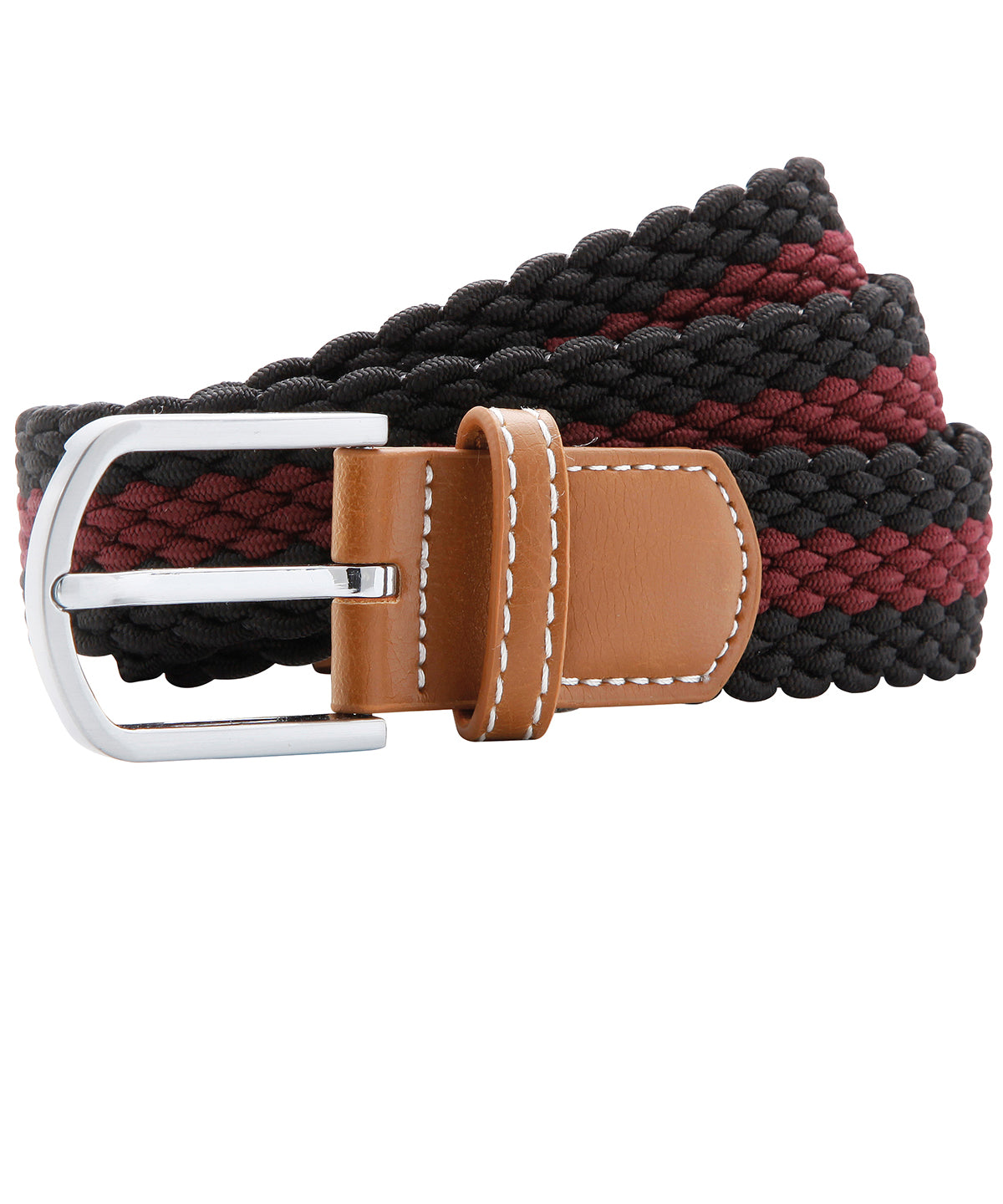 Belts - Randigt stretchbälte för alla tillfällen Black Burgundy One size