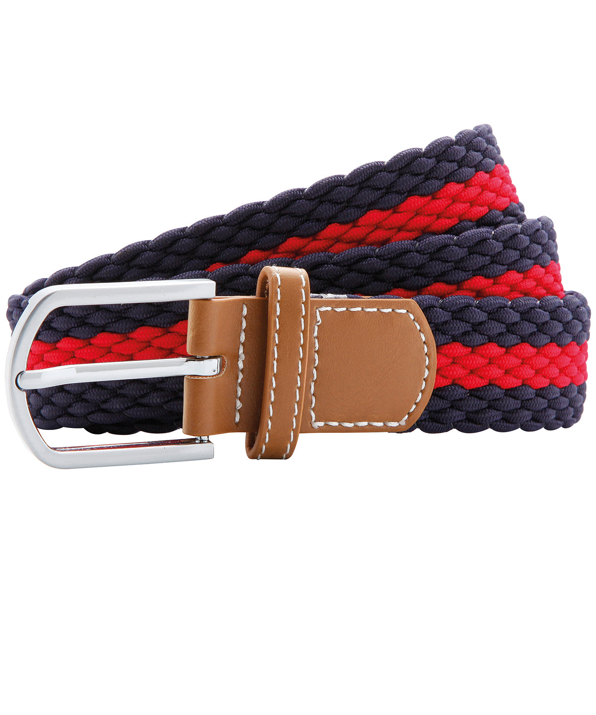 Belts - Randigt stretchbälte för alla tillfällen Navy Red One size