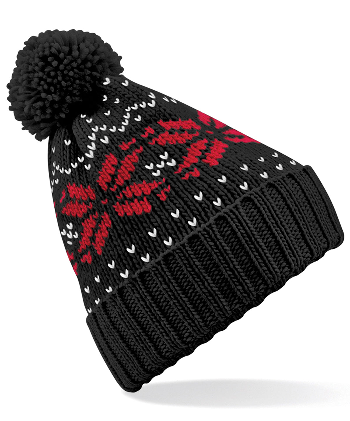 Beanies - Fair Isle snowstar mössa Black Classic Red White One size