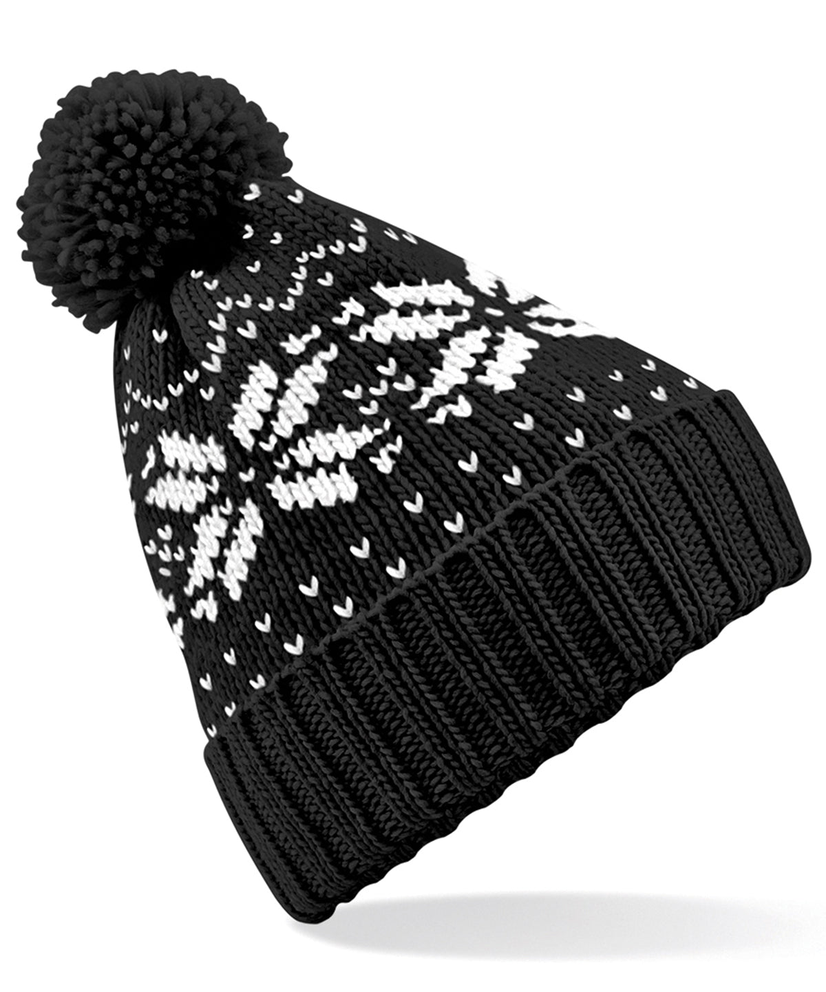 Beanies - Fair Isle snowstar mössa Black White One size