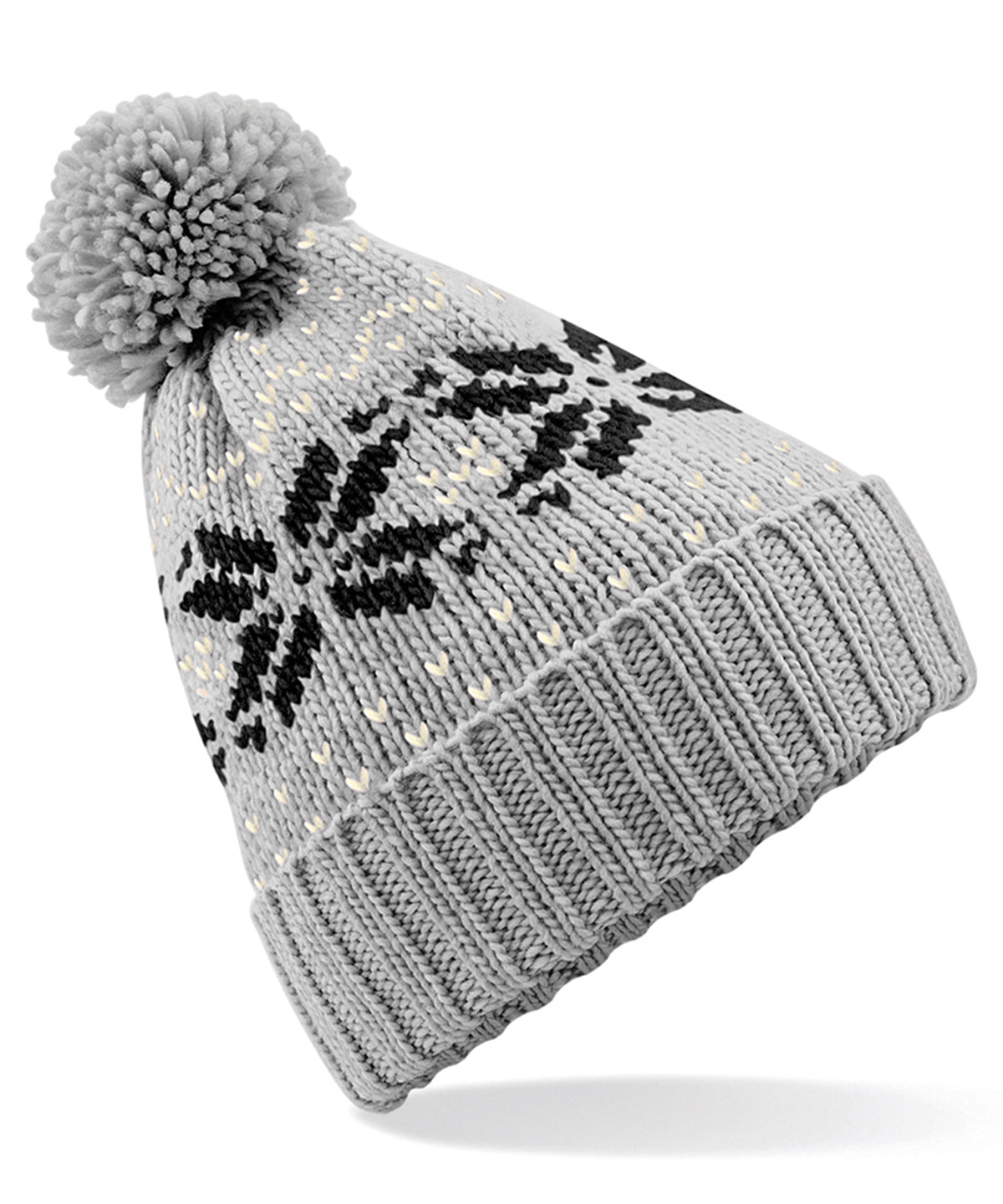 Beanies - Fair Isle snowstar mössa Light Grey Black Off White One size