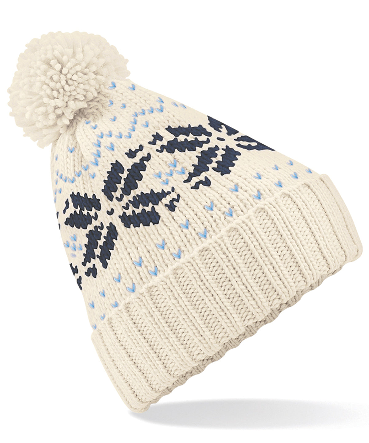 Beanies - Fair Isle snowstar mössa Off White Navy Sky Blue One size