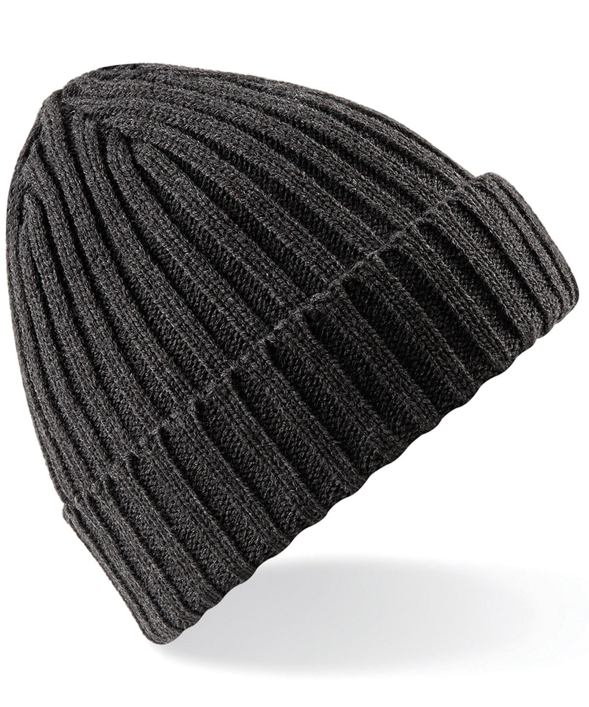 Beanies - Chunky ribbad mössa Charcoal One size