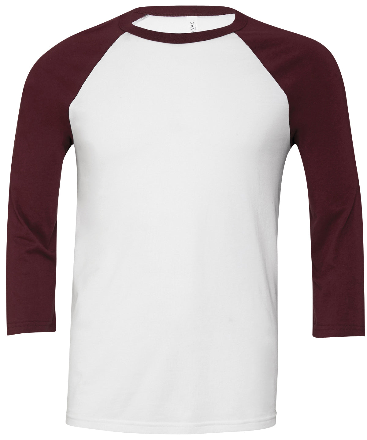 T-Shirts - Unisex 3/4 Ärm Baseball T-shirt White Maroon