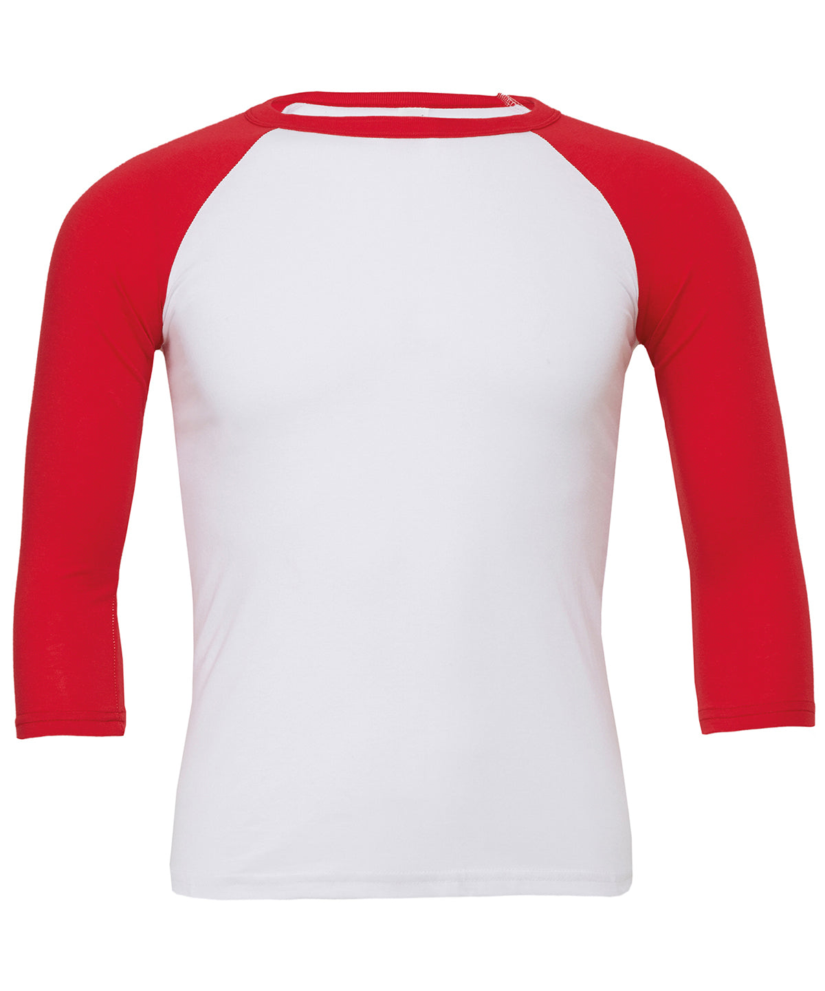 T-Shirts - Unisex 3/4 Ärm Baseball T-shirt White Red