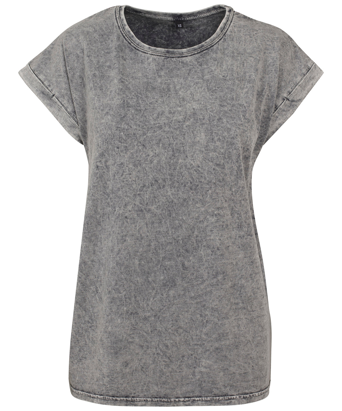 T-Shirts - Dam Acid Washed Extended Shoulder Tee Grey Black