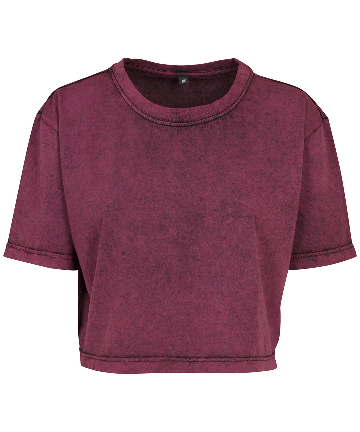 T-Shirts - Dam Acid Washed Cropped Tee Berry Black