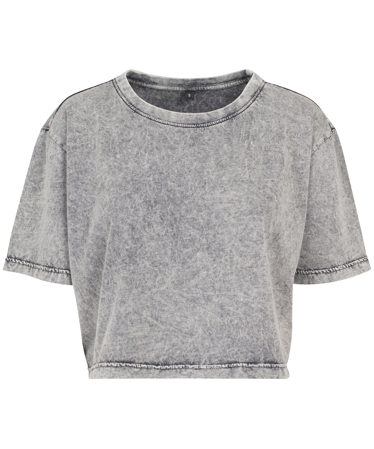 T-Shirts - Dam Acid Washed Cropped Tee Grey Black