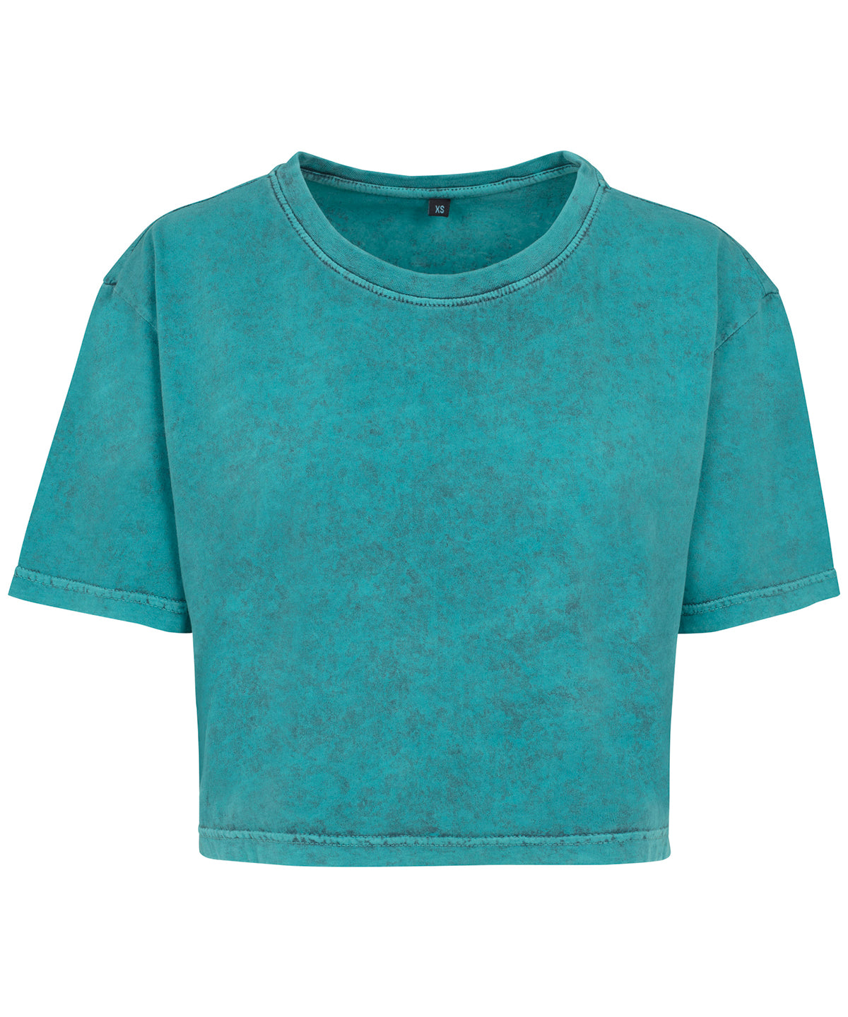 T-Shirts - Dam Acid Washed Cropped Tee Teal Black