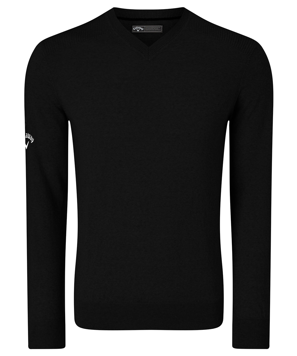 Knitted Jumpers - Ribbade V-ringad Merinosweater Black Onyx