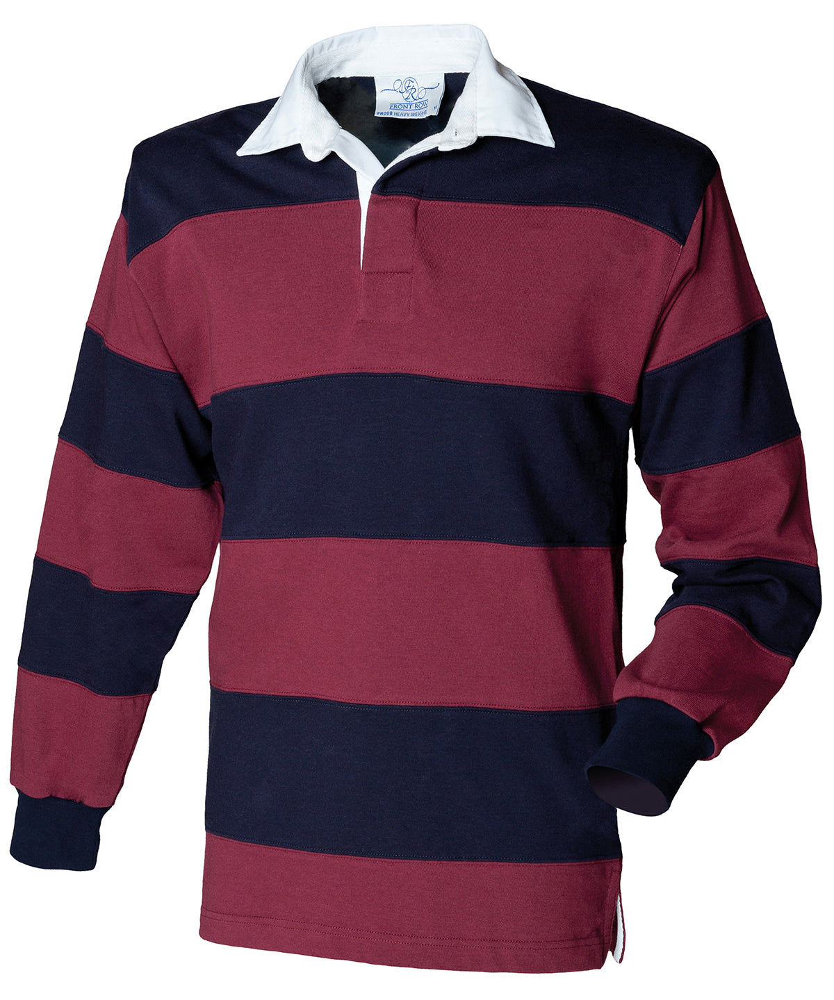 Polos - Långärmad Randig Rugbytröja för Herrar Burgundy Navy