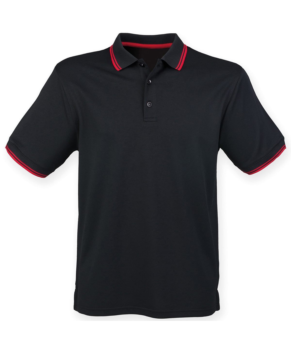 Polos - Dubbelrandig Coolplus® Pikétröja för Herrar Black Red S