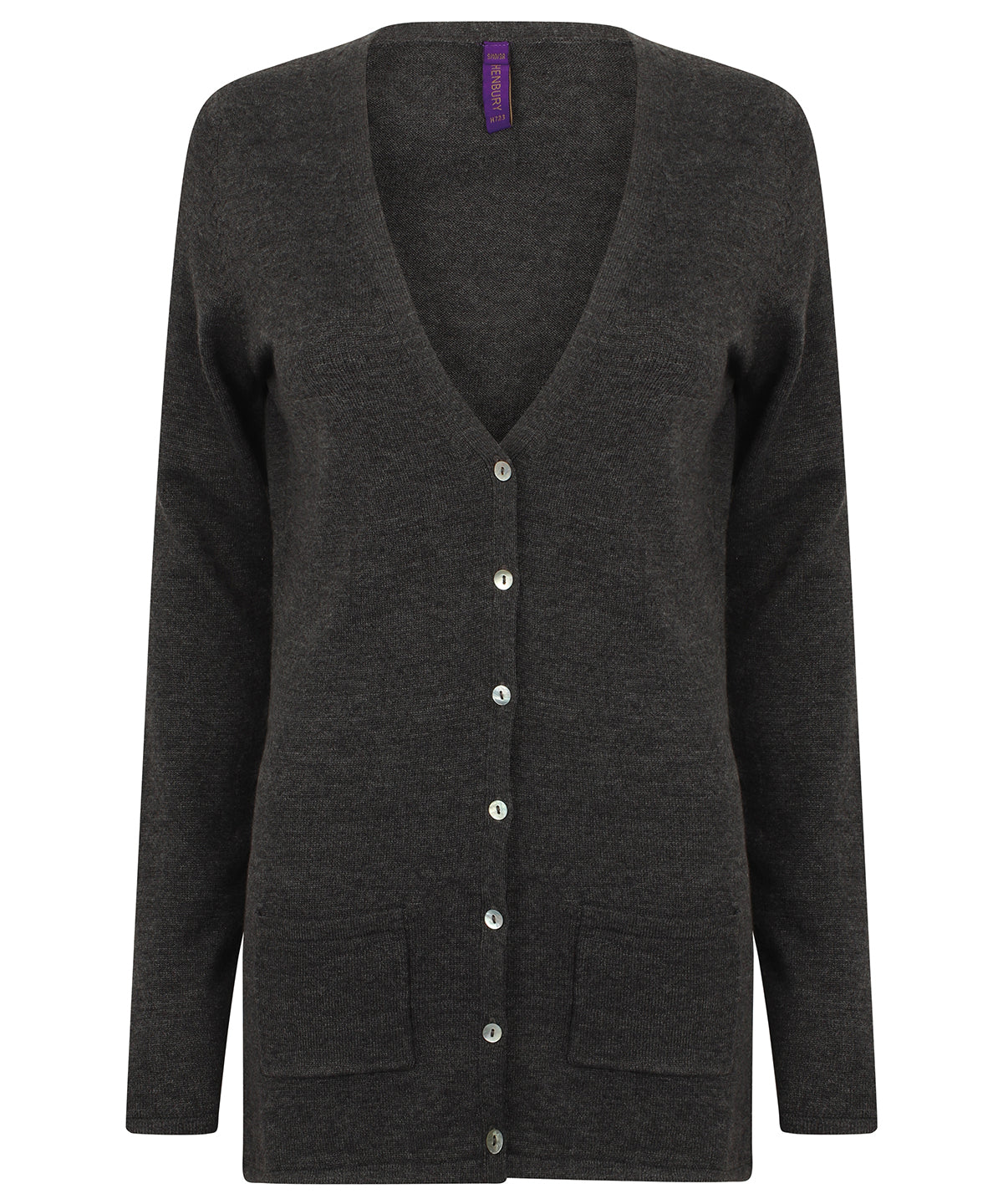 Cardigans - Elegant V-knapp kofta för damer Grey Marl