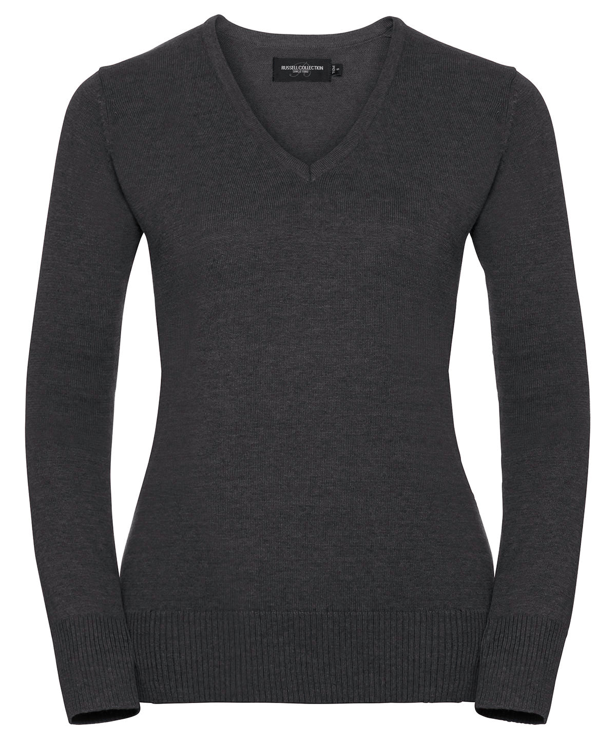 Knitted Jumpers - V-ringad Stickad Tröja Charcoal Marl