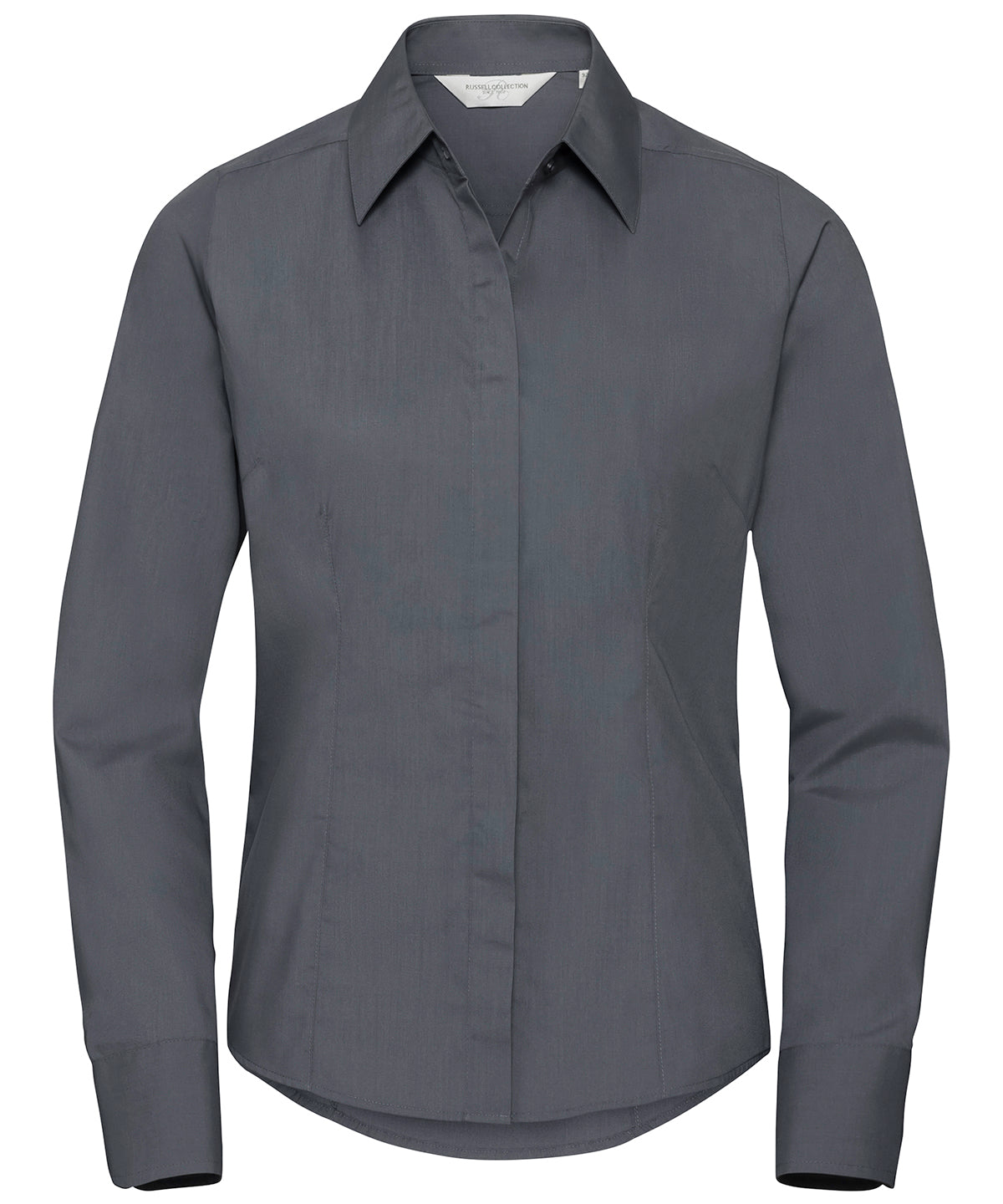 Shirts - Långärmad damblus i polycotton poplin Convoy Grey