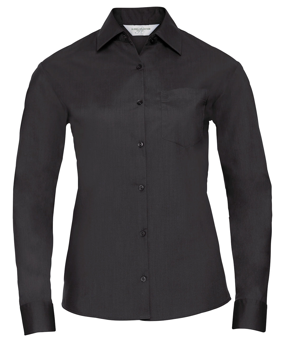 Shirts - Elegant långärmad damblus i polycotton poplin Black