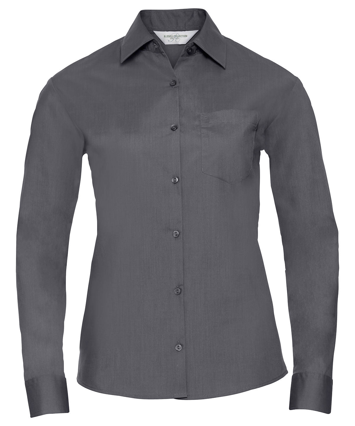 Shirts - Elegant långärmad damblus i polycotton poplin Convoy Grey