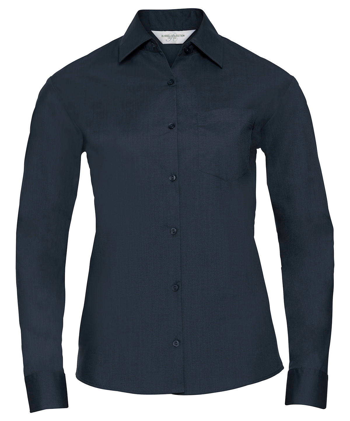 Shirts - Elegant långärmad damblus i polycotton poplin French Navy