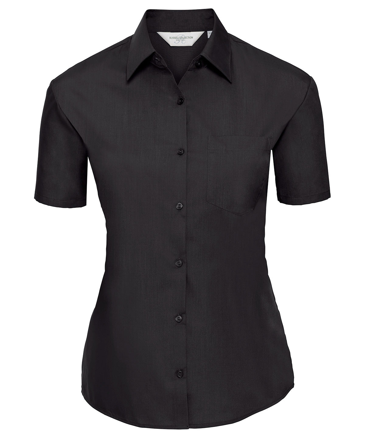 Shirts - Kortärmad easycare polycotton poplinskjorta för dam Black