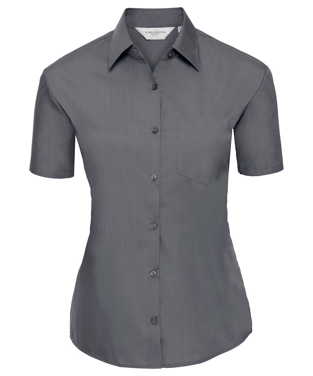 Shirts - Kortärmad easycare polycotton poplinskjorta för dam Convoy Grey