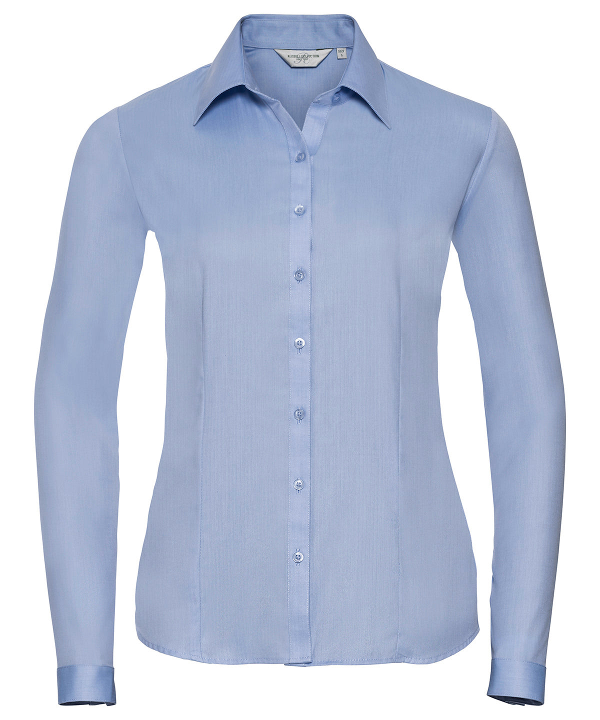 Shirts - Elegant och Hållbar Dam Långärmad Skjorta med Fiskbensmönster Light Blue