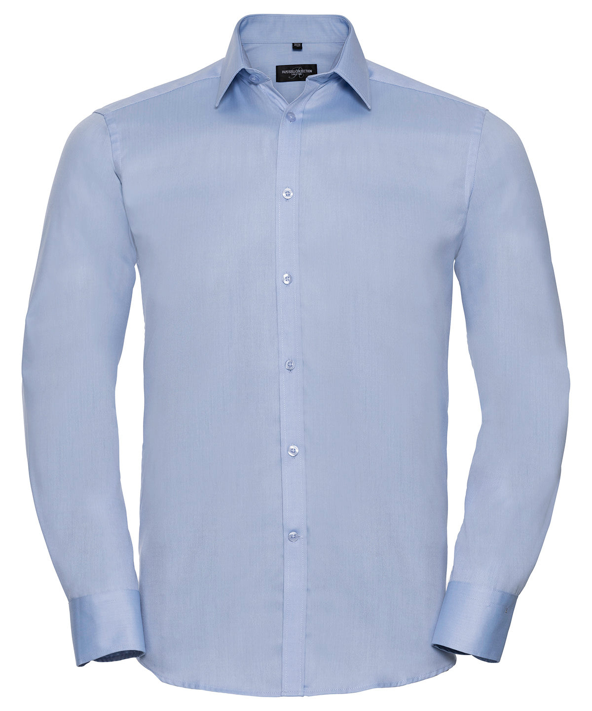 Shirts - Långärmad Skjorta med Fiskbensmönster för Herrar Light Blue