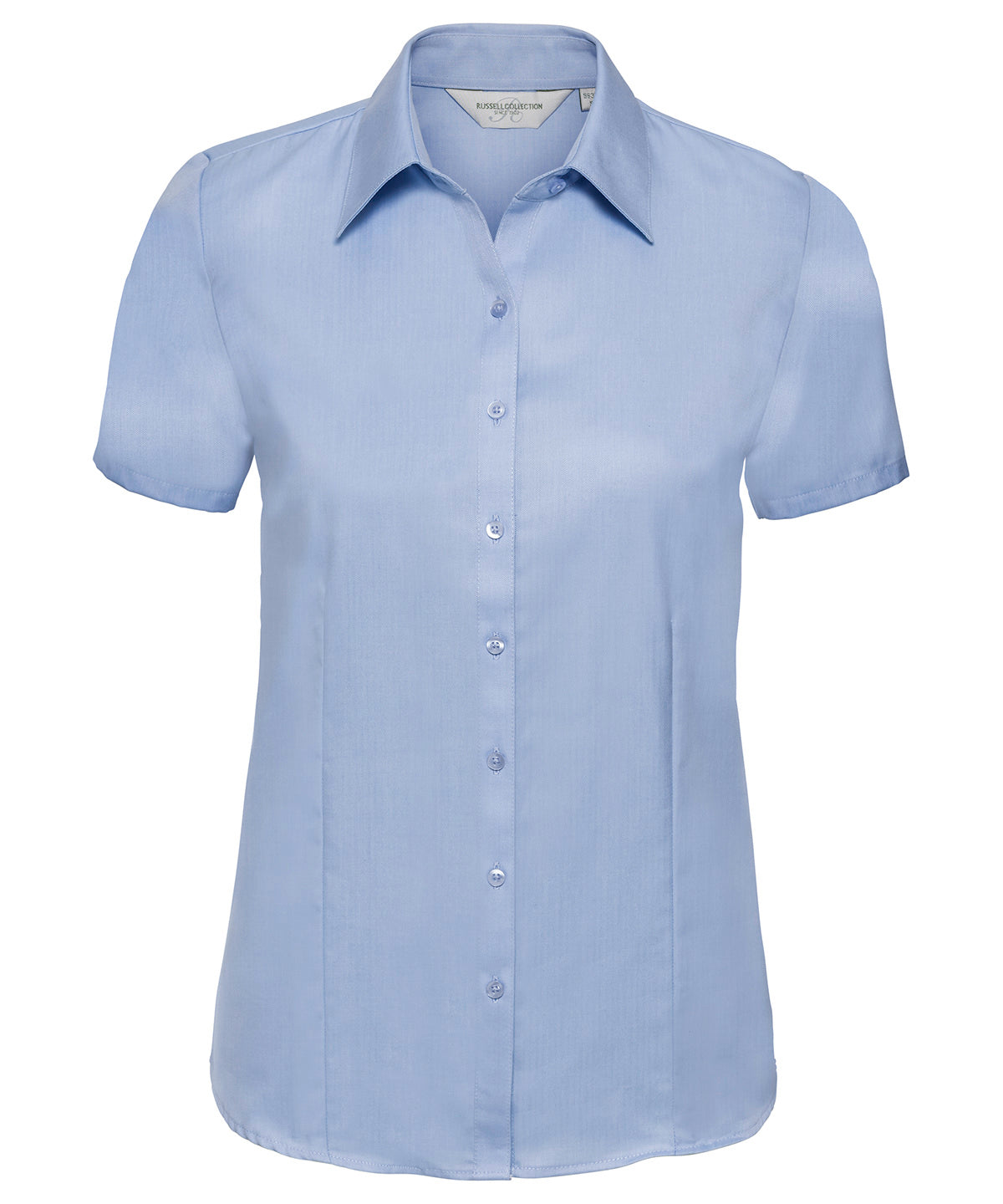 Shirts - Kortärmad dam-skjorta i fiskbensmönster Light Blue