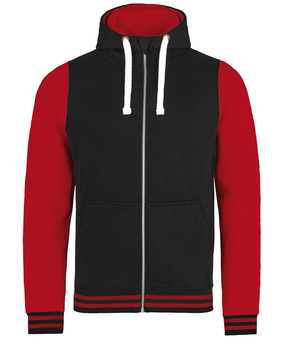 Hoodies - Urban Varsity Zoodie Jet Black Fire Red