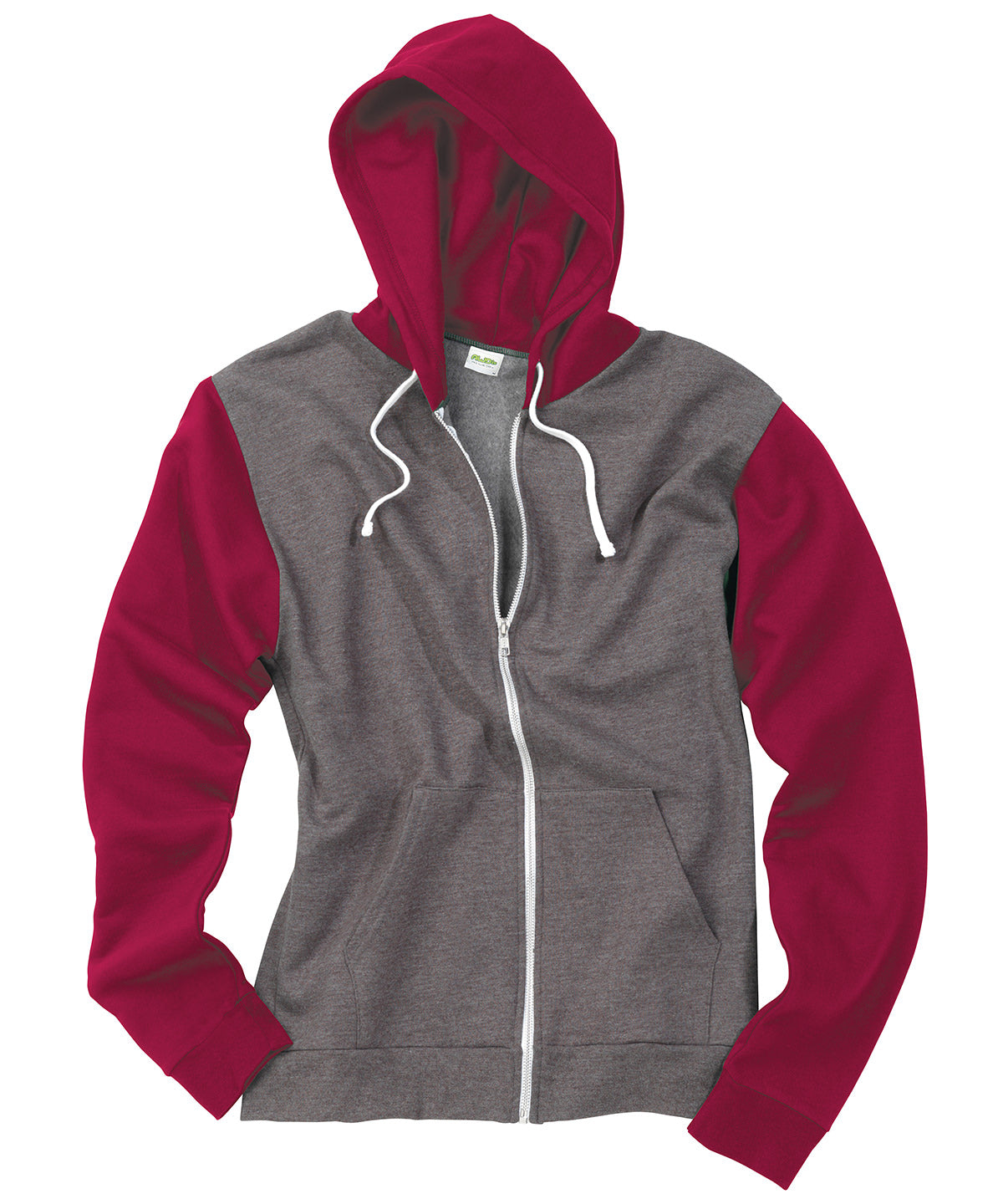 Hoodies - Retro Zoodie Charcoal Grey Burgundy