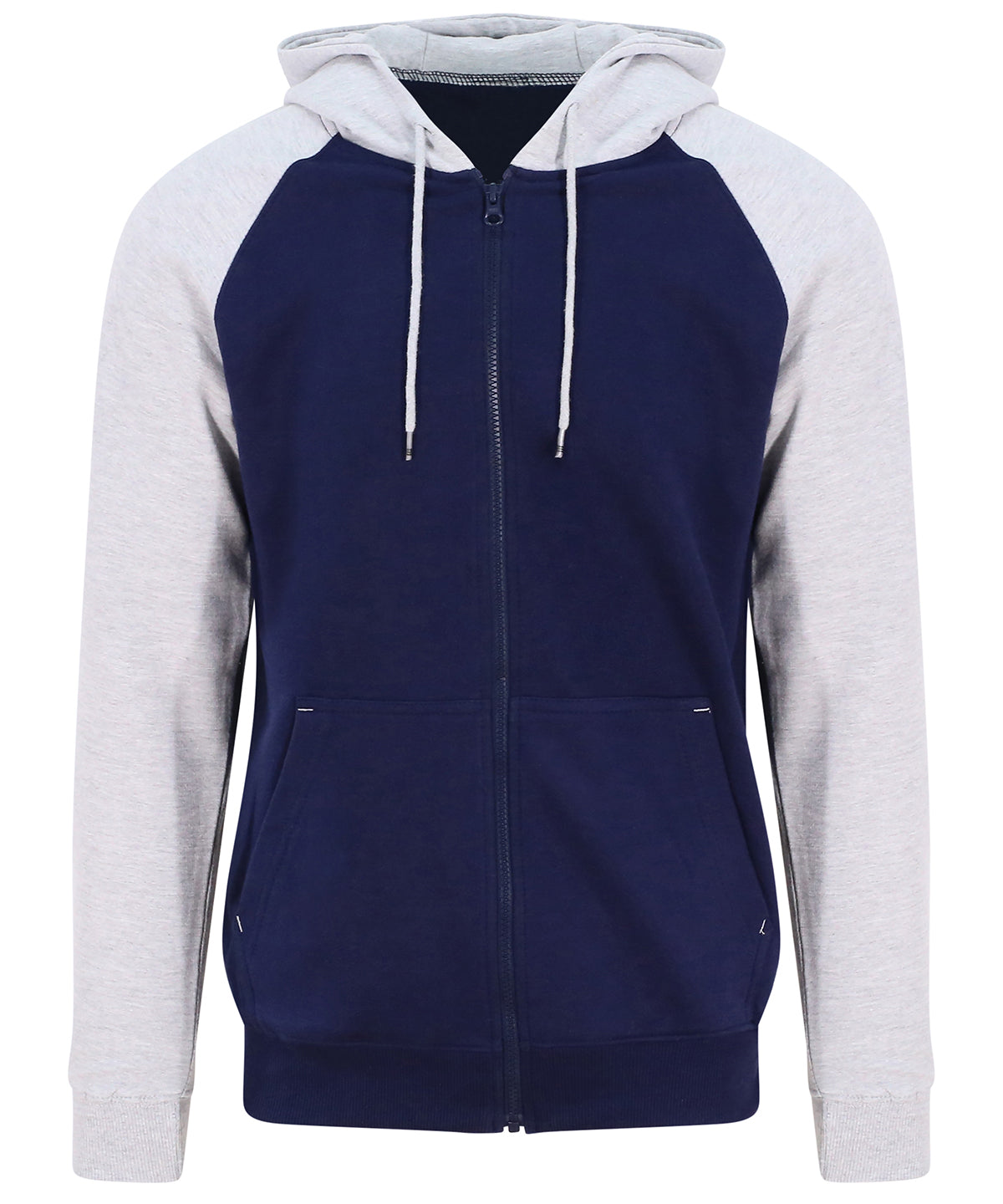 Hoodies - Stilfull och Bekväm Baseball Zoodie Oxford Navy Heather Grey