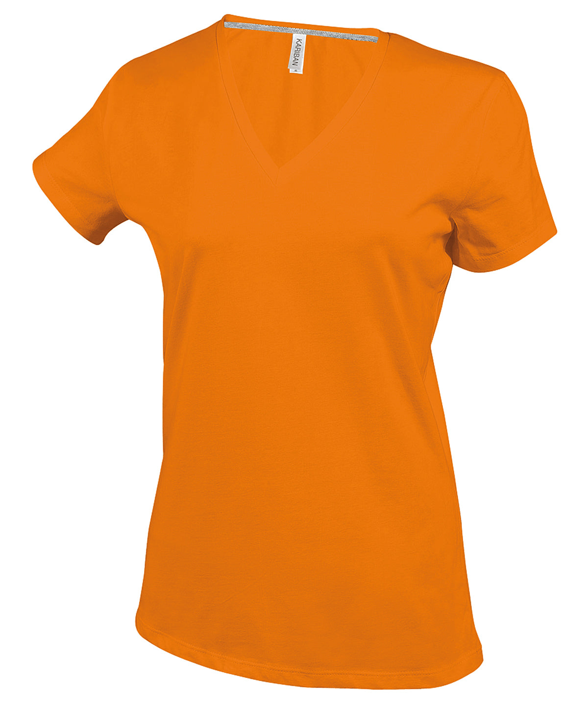 T-Shirts - Dam T-shirt med V-ringning och Kort Ärm Orange