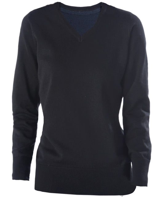 Knitted Jumpers - Elegant Dam V-ringad Tröja Black