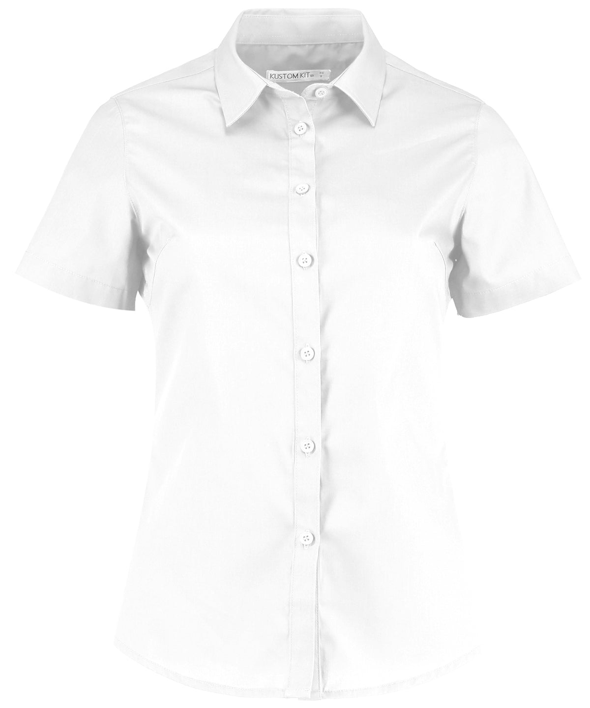 Shirts - Elegant damblus i poplin med kort ärm White