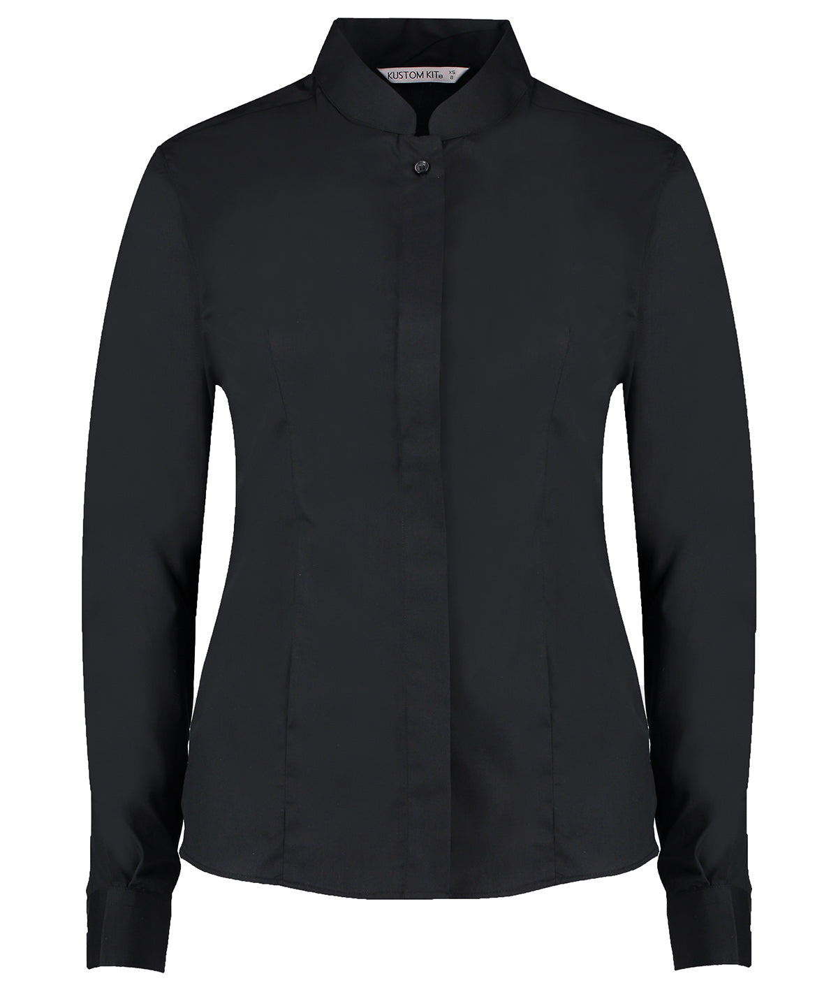 Shirts - Elegant damskjorta med mandarinkrage och lång ärm Black