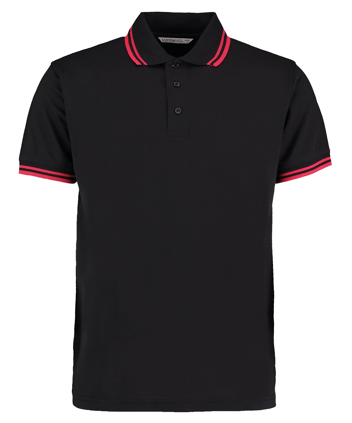 Polos - Klassisk Pikétröja med Kontrastkrage Black Red