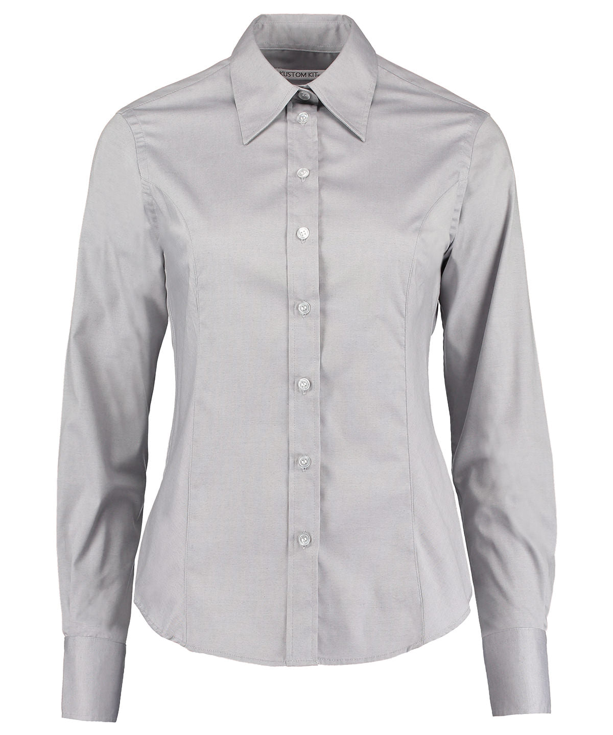 Blouses - Korporativ Oxford Blus med Lång Ärmar Silver Grey