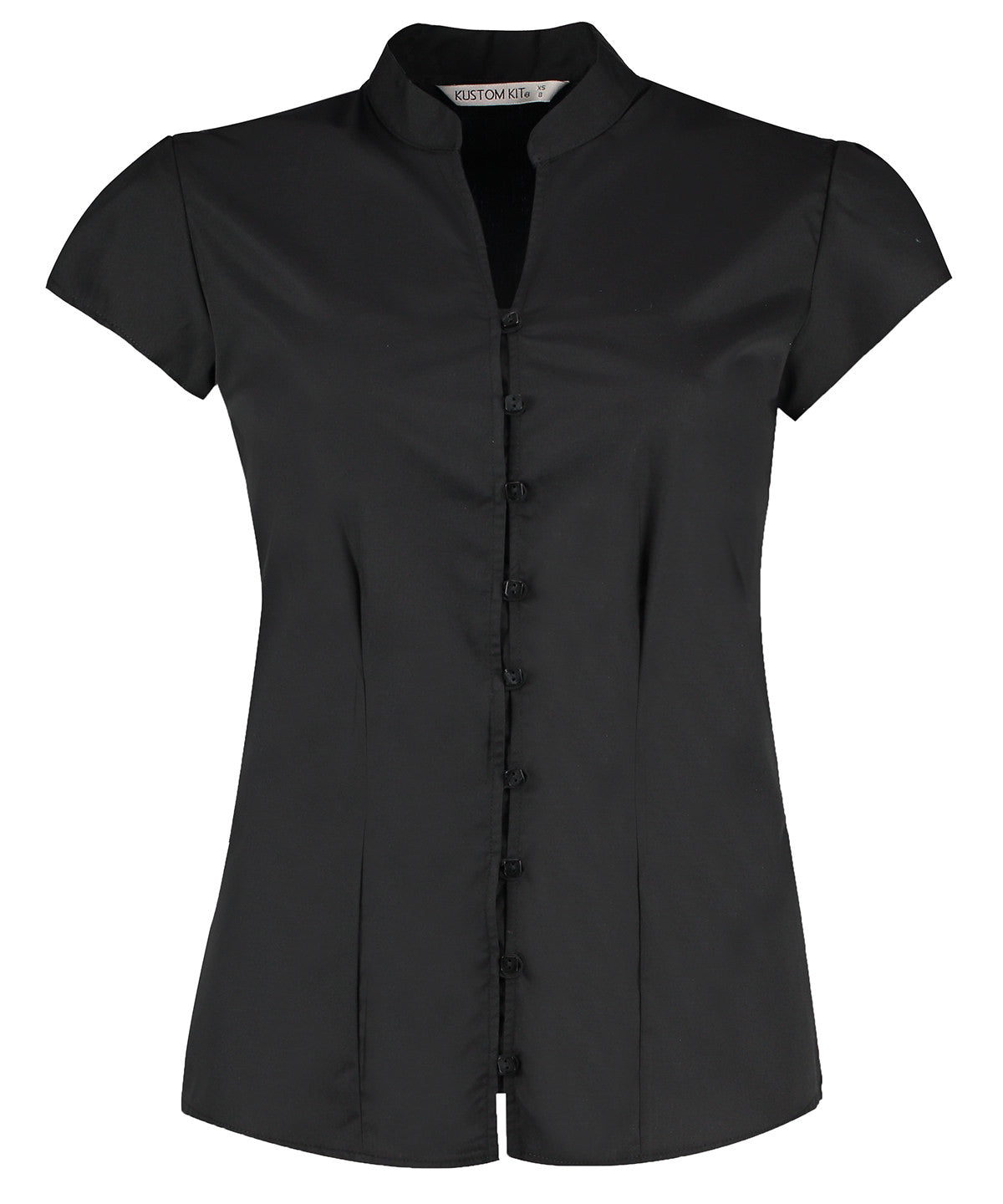 Blouses - Kontorsblus med mandarin-krage Black