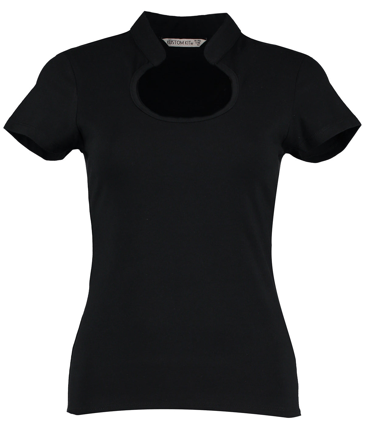 T-Shirts - Elegant damblus med nyckelhålsknäppning Black