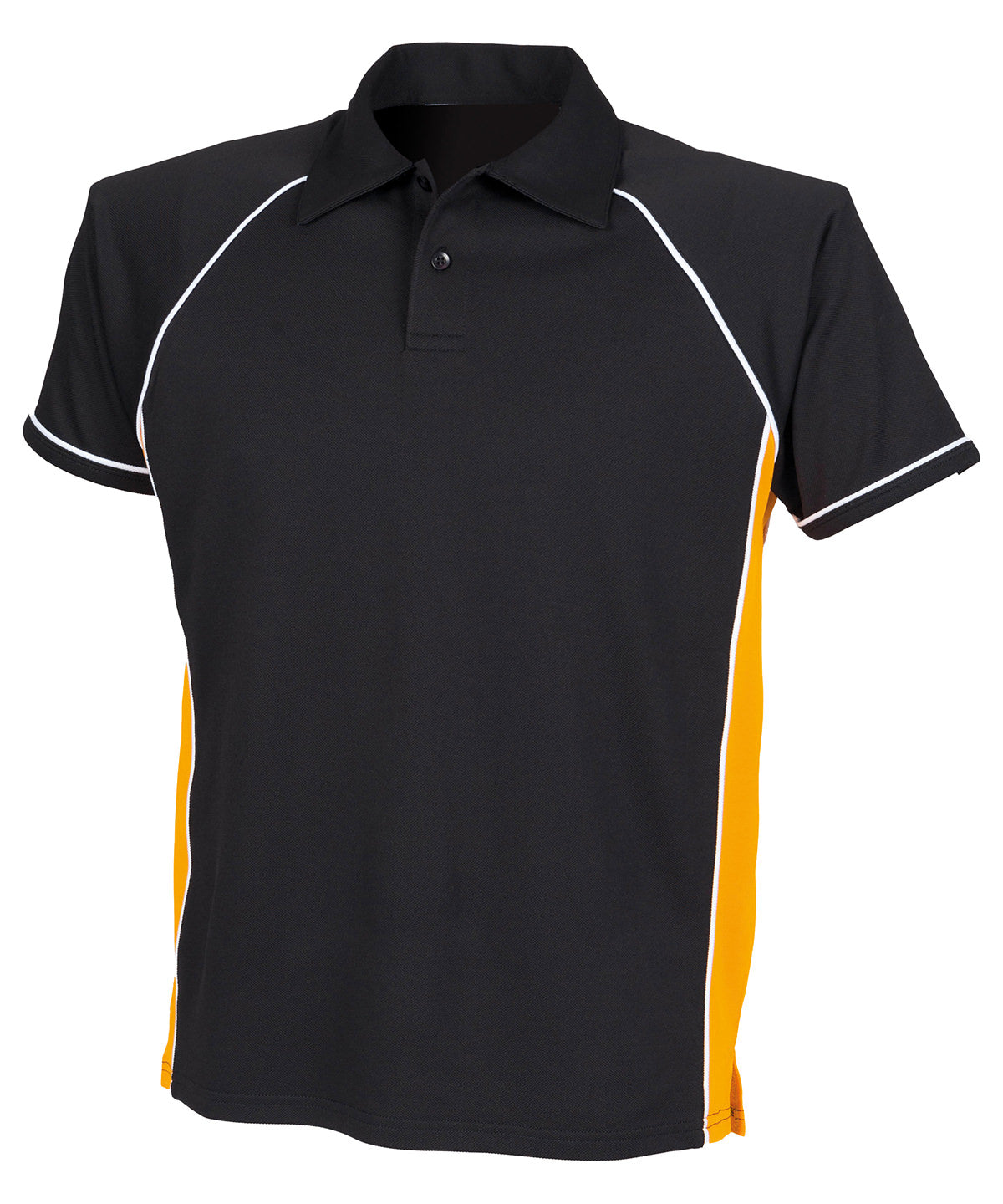 Polos - Piped performance polo för barn Black Amber White