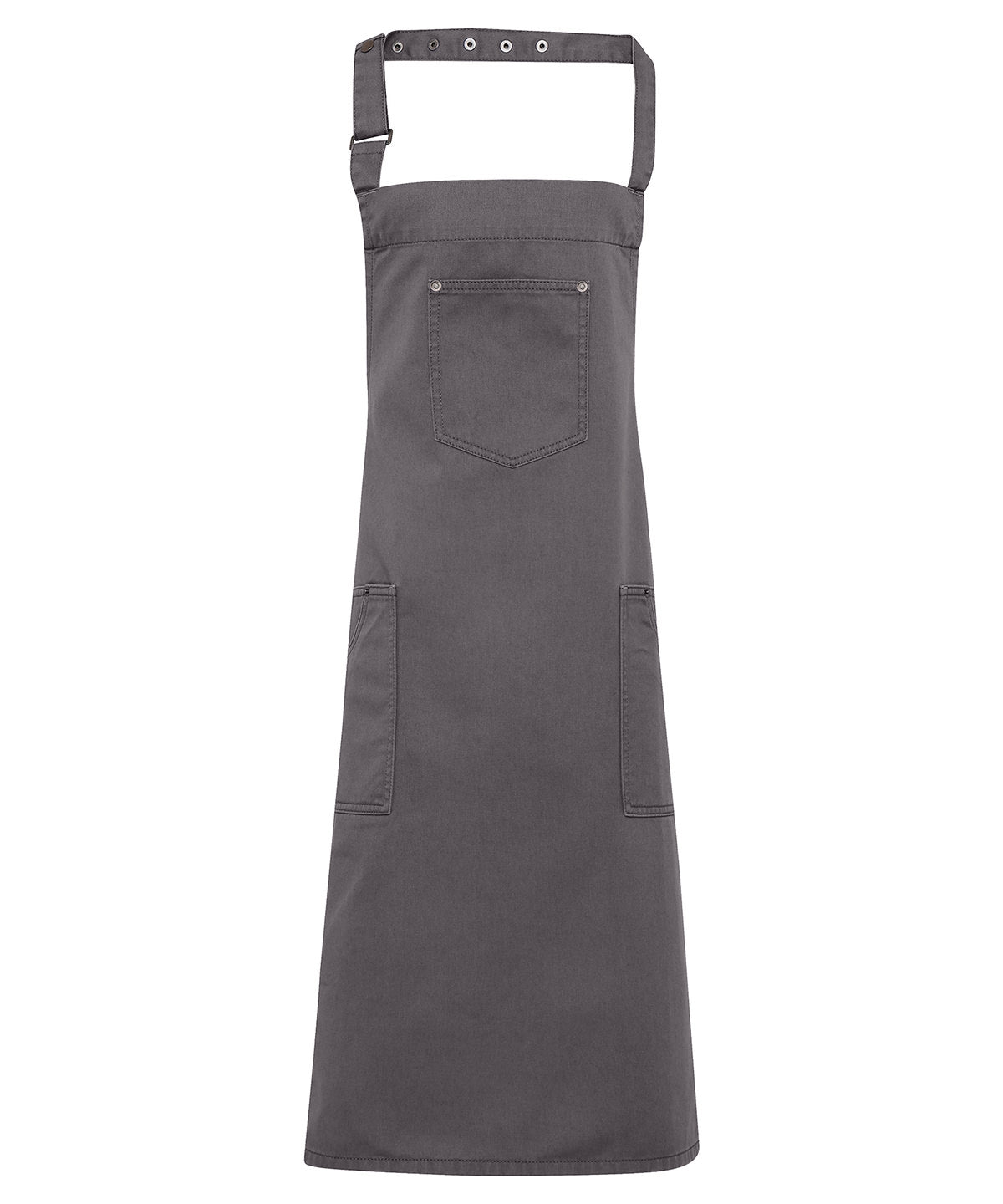 Aprons - Klassiskt Chino Bomull Bib Förkläde Steel One size