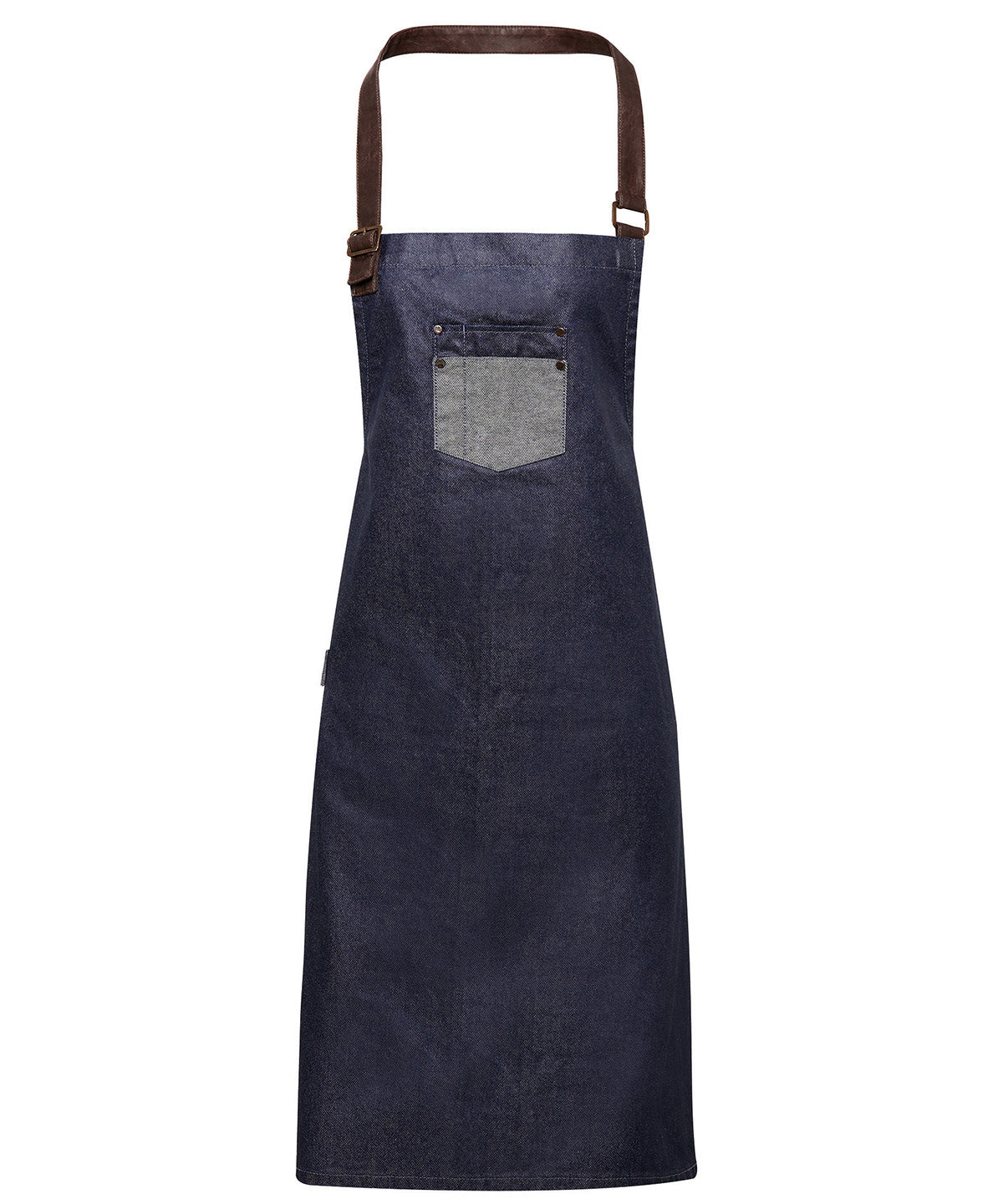 Aprons - Vokstjejer Denim Bib Förkläde med Faux Läder Indigo Denim One size