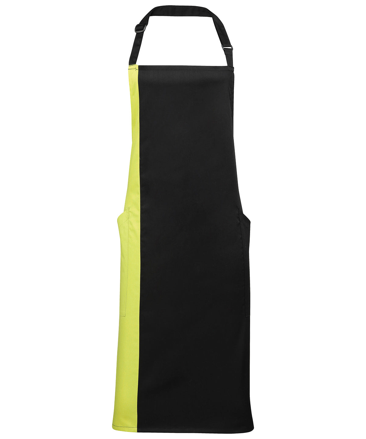 Aprons - Klassiskt Bib Förkläde med Kontrastpanel Black Lime One size