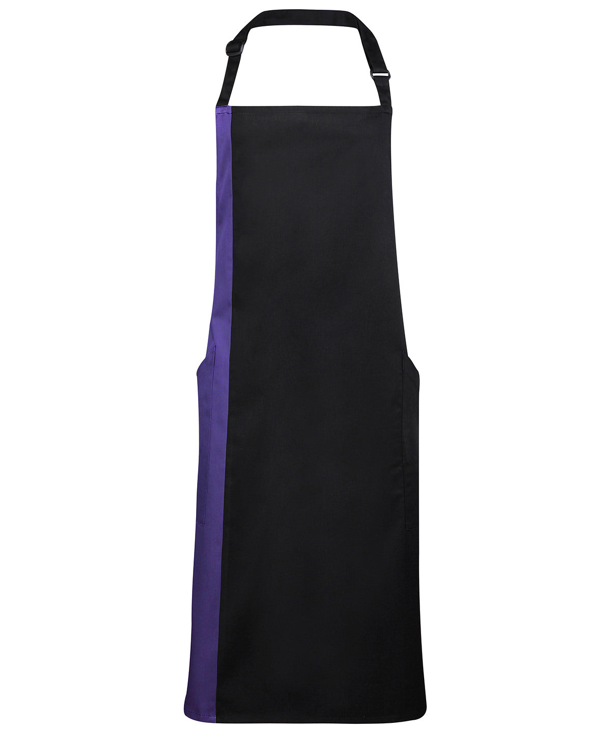 Aprons - Klassiskt Bib Förkläde med Kontrastpanel Black Purple One size